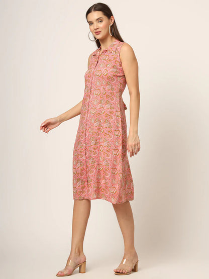 Divena Floral Print A-Line Midi Dress