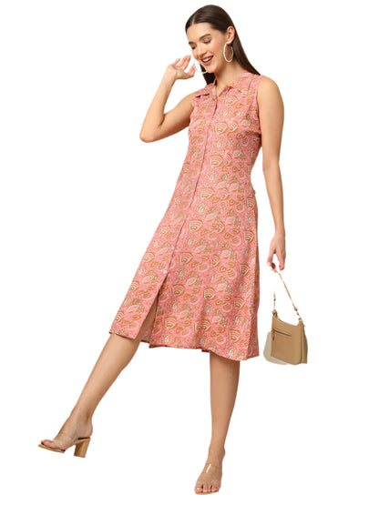 Divena Floral Print A-Line Midi Dress
