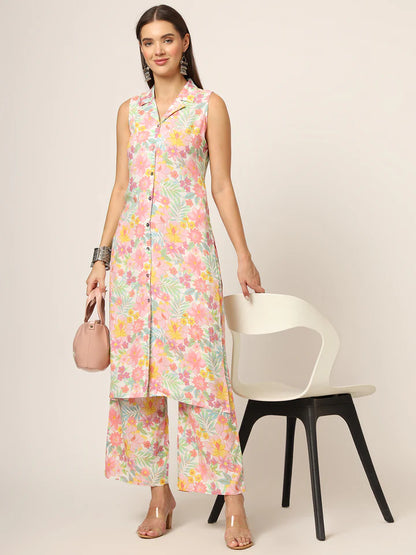 Divena Cream Printed Rayon Fabric Straight Kurta & Bottom in Seven Diff Colors