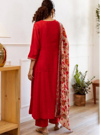 AA Viscose Silk Anarkali Kurta Set with Chanderi Dupatta and Pant