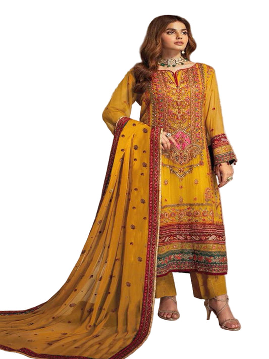 YNF Designer Heavy Faux Georgette Unstitched Suit Material with Sequence Embroidery