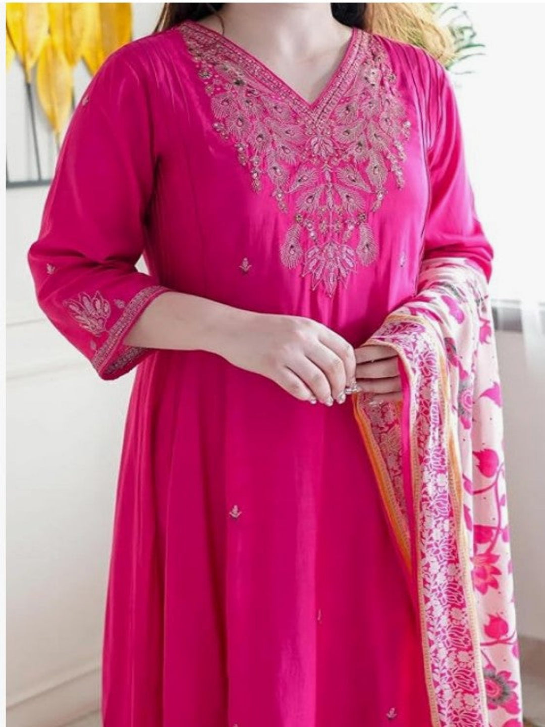 AA Viscose Silk Anarkali Kurta Set with Chanderi Dupatta and Pant