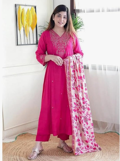 AA Viscose Silk Anarkali Kurta Set with Chanderi Dupatta and Pant