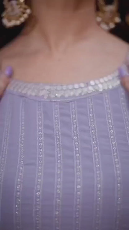 MV Premium Fox Georgette With Heavy Embroidery Work Gown & Dupatta