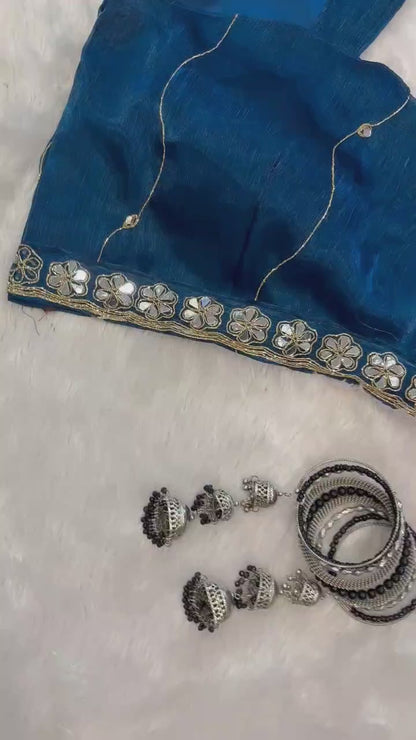ES Premium Jimmy Chu Silk Saree with Unstitched Blouse