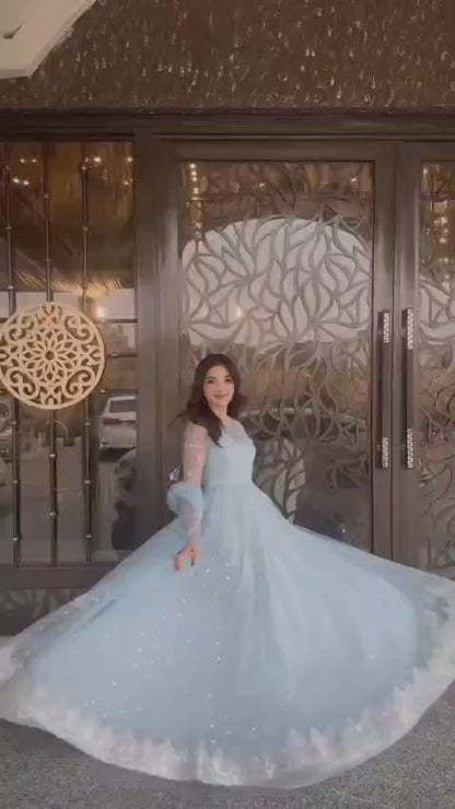 RE Women’s Festive Georgette Gown-Lehenga Set | Fully Stitched