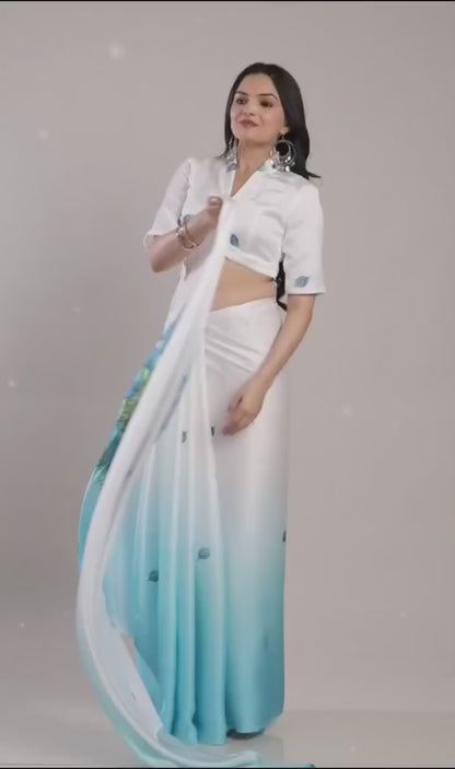 ES Designer Premium Satin Silk Ready To Wear Sarees - New Arrival