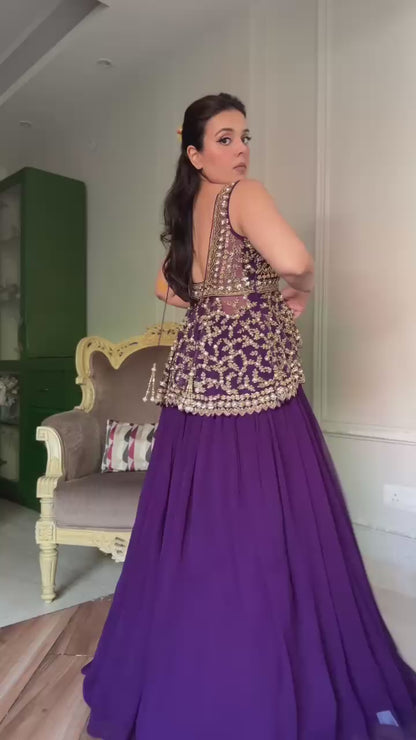 ES Faux Georgette Lehenga Set  with fully Stitched Blouse & Dupatta