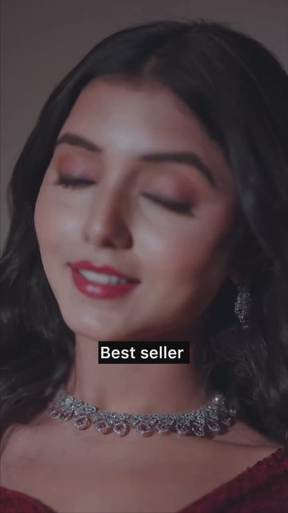 RE Designer Red Georgette Saree with All-Over Sequins & Banglori Silk Blouse