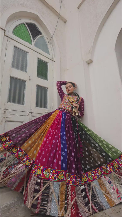 ES Designer Georgette Lehenga Choli Set with Embroidered Blouse - NAVARATRI COLLECTION