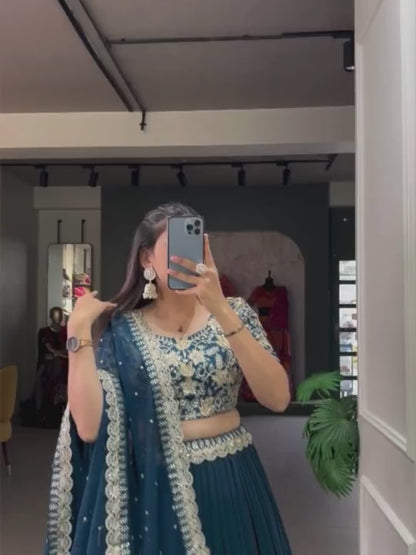 ES Georgette Lehenga Choli and an Intricately Embroidered Banglory Blouse