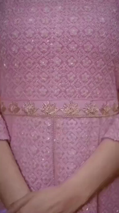 MV Premium Fox Georgette With Heavy Embroidery Work Gown & Dupatta