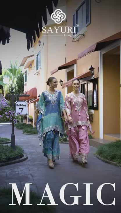 YNF Trendy Kaftan Gharara Suit: Real Chinon Silk with Hand Embellishment