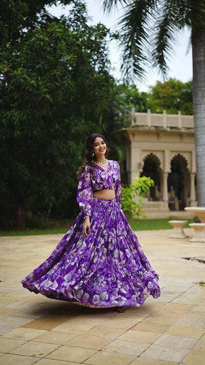 ES Georgette Chex floral print Lehenga-Choli