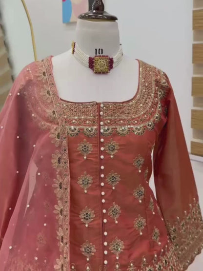ES New Designer Shimmer Silk Party Top Lehenga & Dupatta Set