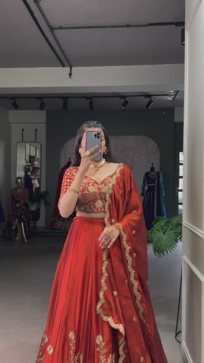 ES Elegant Rangoli Silk Embroidered Lehenga Set - Stitched