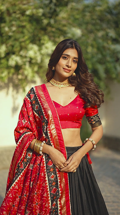 ES Tussar Silk (Stitched) Lehenga, Blouse & Dupatta