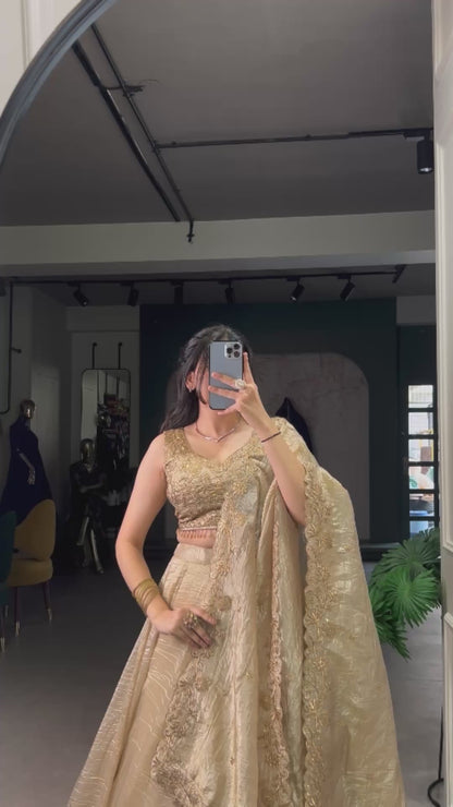 ES Gold Crush Wedding Lehenga, Blouse & Dupatta Set