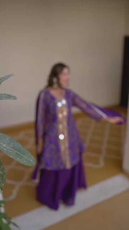 ES Designer Bandhani Print Fox Georgette Kurti Set with Authentic Mirror & Bead Work