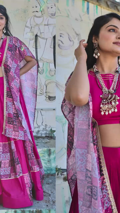 ES Pure Rayon Cotton Stitched Lehenga Blouse & Shrug  with Printed Patchwork