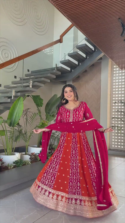 ES Elegant Gown with Dupatta Set in Zari & Sequin Embroidered Work