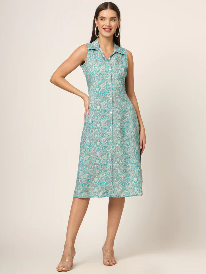 Divena Floral Print A-Line Midi Dress