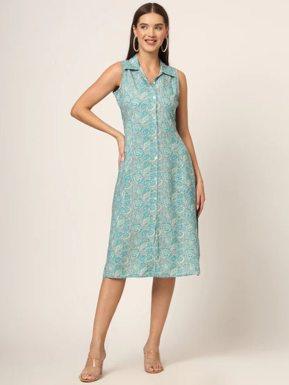 Divena Floral Print A-Line Midi Dress