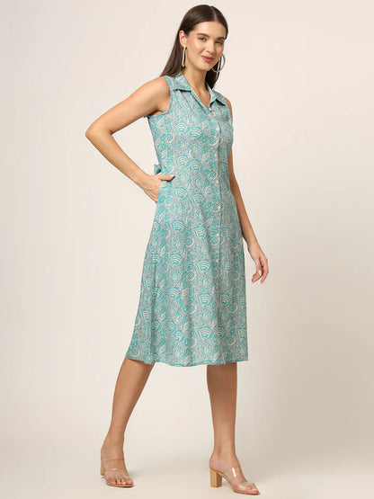 Divena Floral Print A-Line Midi Dress