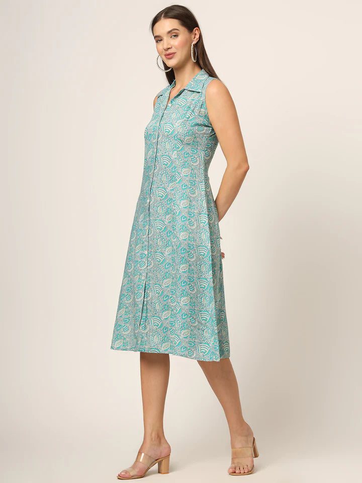 Divena Floral Print A-Line Midi Dress