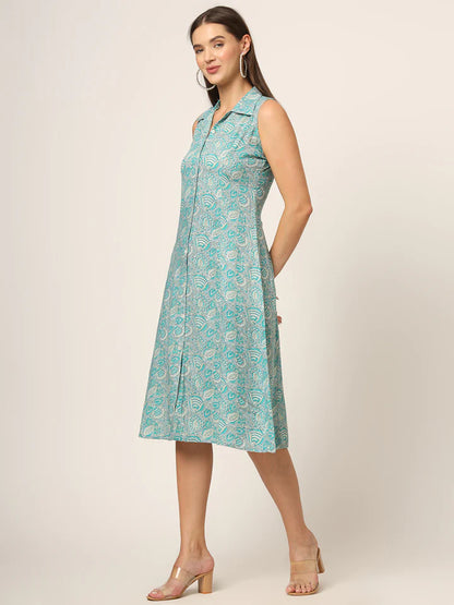 Divena Floral Print A-Line Midi Dress
