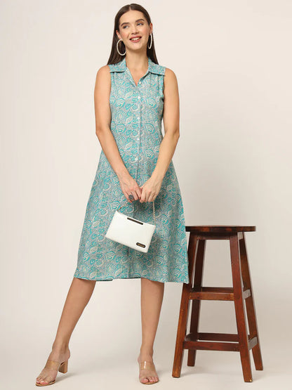 Divena Floral Print A-Line Midi Dress