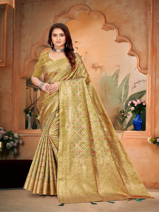 ShinySelect Partywear Women Nylon Sarees - Set 1 Ochre