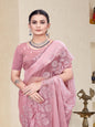 ShinySelect Partywear Women Crystal Sarees - Variant B Peach