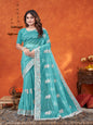 ShinySelect Partywear Women Crystal Sarees - Variant C Light Green