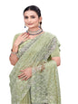 ShinySelect Partywear Women Crystal Sarees - Variant D pista