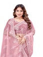 ShinySelect Partywear Women Crystal Sarees - Variant E Light Pink