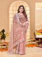 ShinySelect Partywear Women Crystal Sarees - Variant G Light Orange