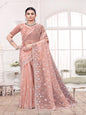 ShinySelect Partywear Women Crystal Sarees - Variant I Light Orange