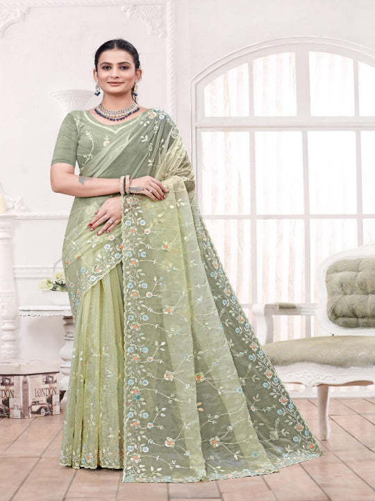 ShinySelect Partywear Women Crystal Sarees - Variant I pista