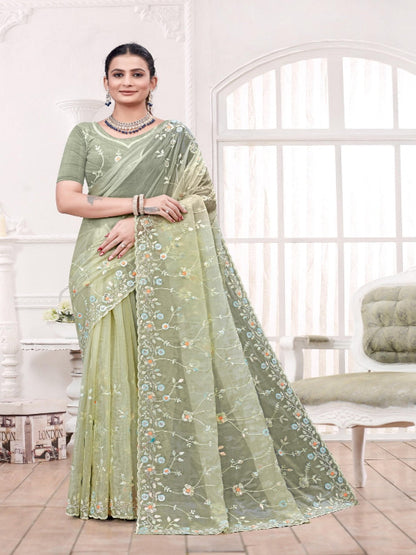 ShinySelect Partywear Women Crystal Sarees - Variant I pista