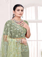 ShinySelect Partywear Women Crystal Sarees - Variant I Sea Green