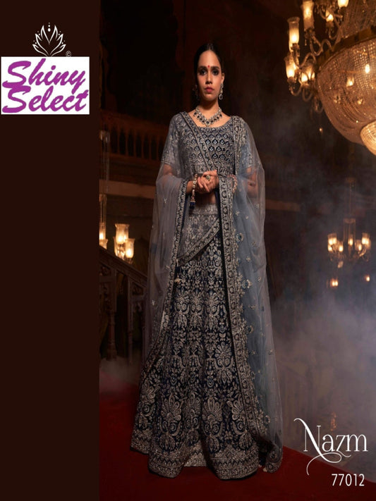 Velvet Wedding Designer Bridal Wear Nazm Lehenga Choli -77012