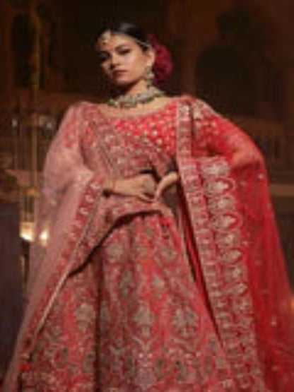 Velvet Wedding Designer Bridal Wear Nazm Lehenga Choli -77031