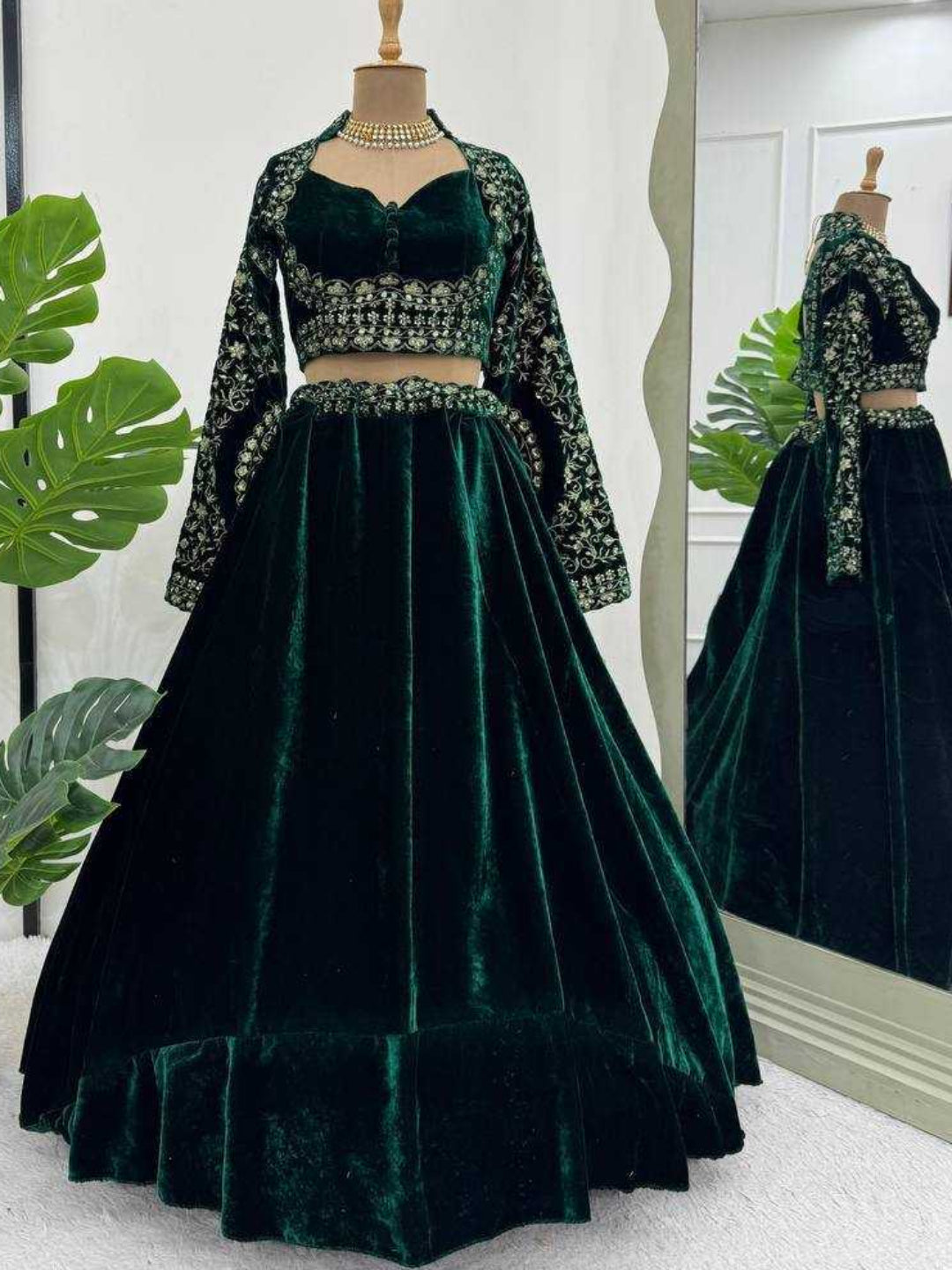 YNF Designer Viscose Velvet Lehenga Choli: Heavy Thread & Sequin Work
