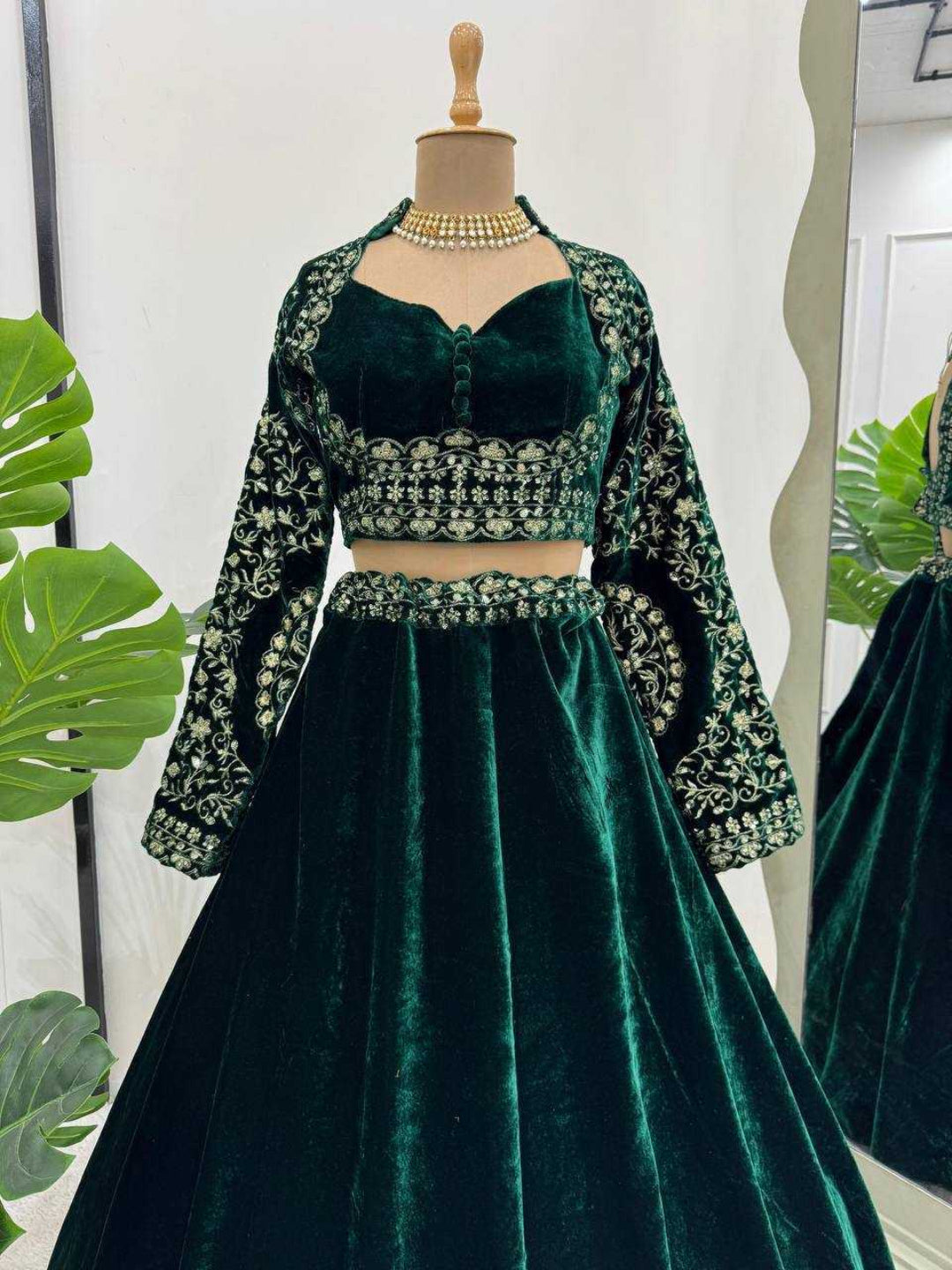 YNF Designer Viscose Velvet Lehenga Choli: Heavy Thread & Sequin Work