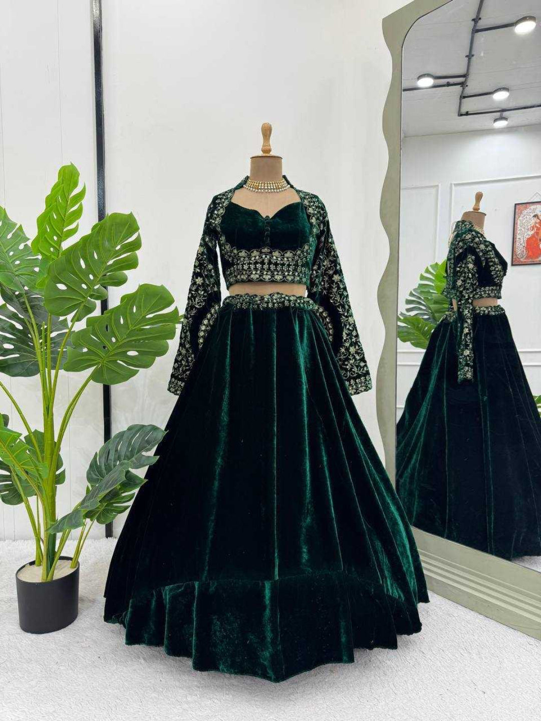 YNF Designer Viscose Velvet Lehenga Choli: Heavy Thread & Sequin Work